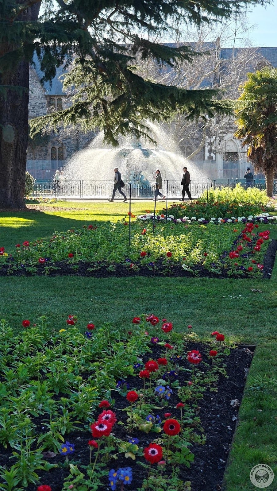 fountain in the background is called the Peacock Fountain