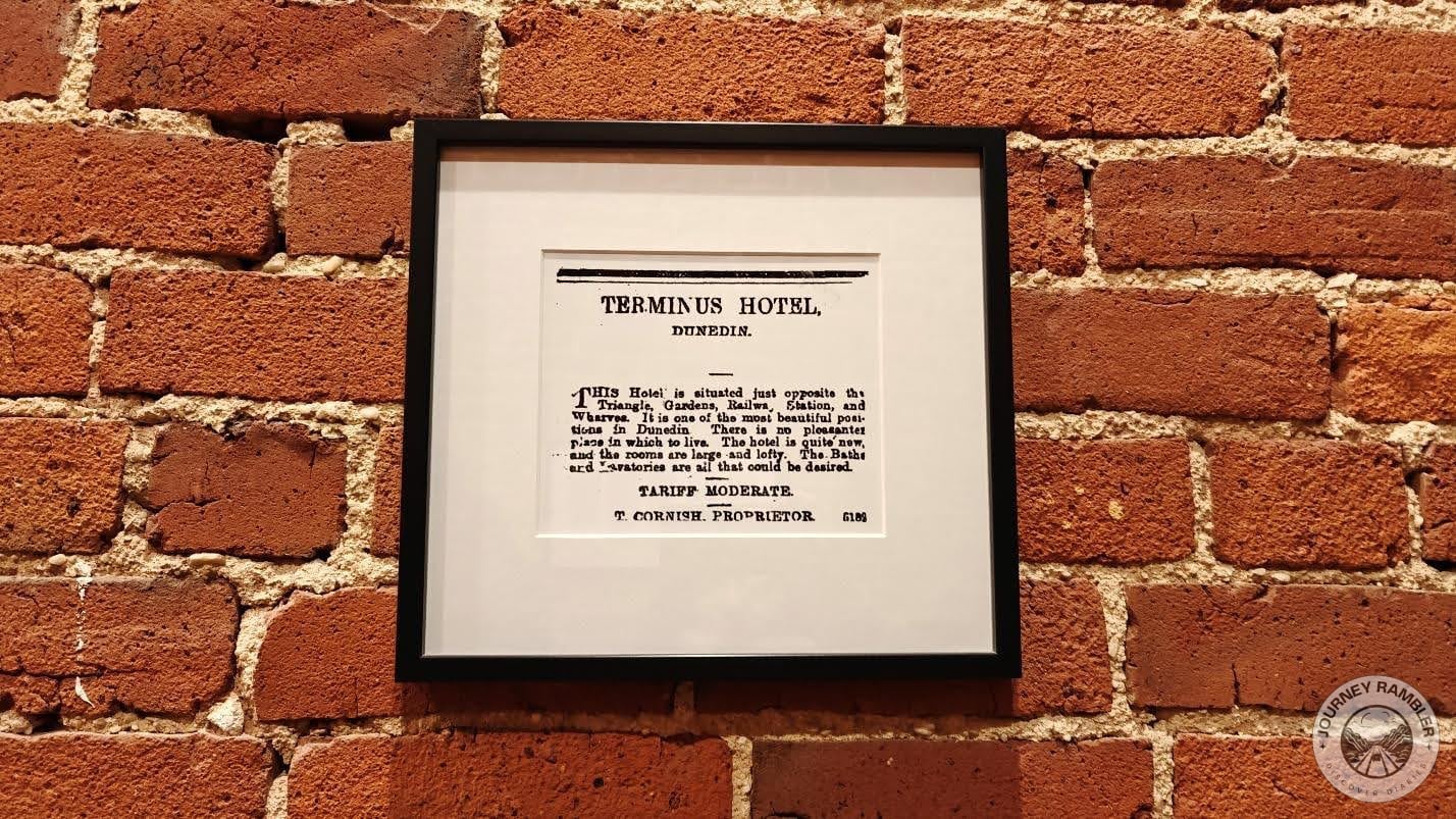 framed newspaper piece about the hotel