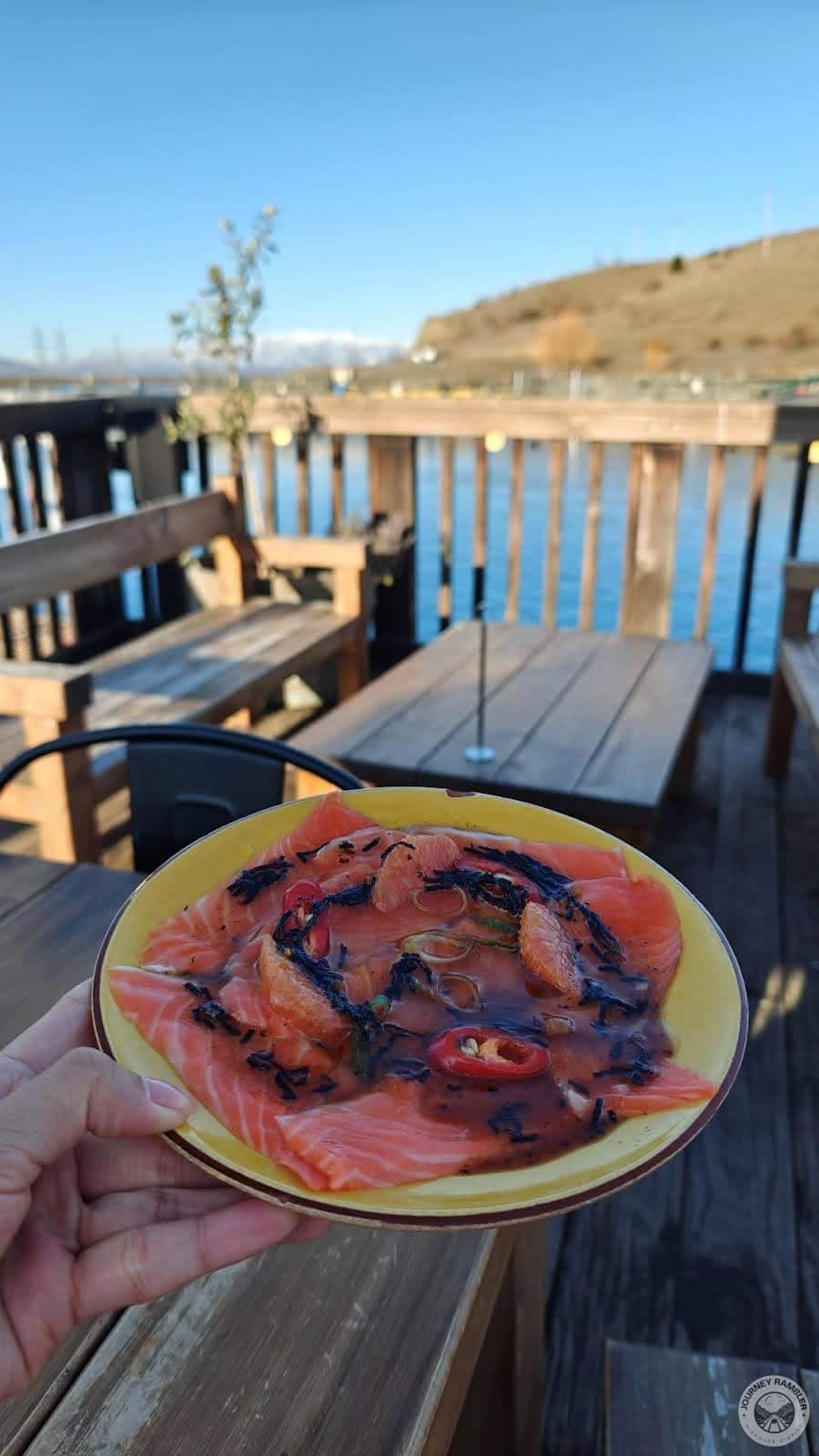 happy to eat a meal with such a lovely view