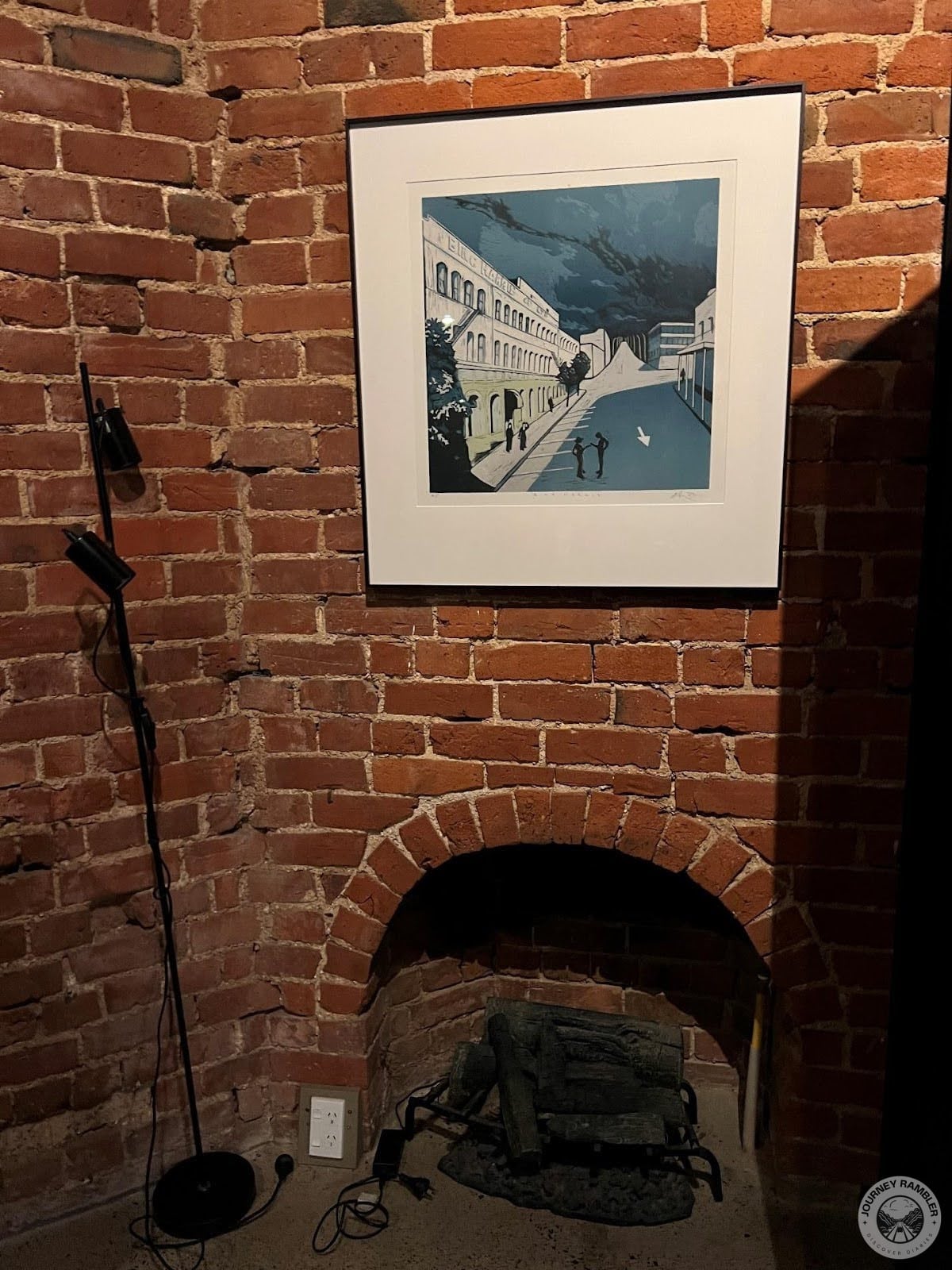 heater and some lamps had been placed around the fireplace
