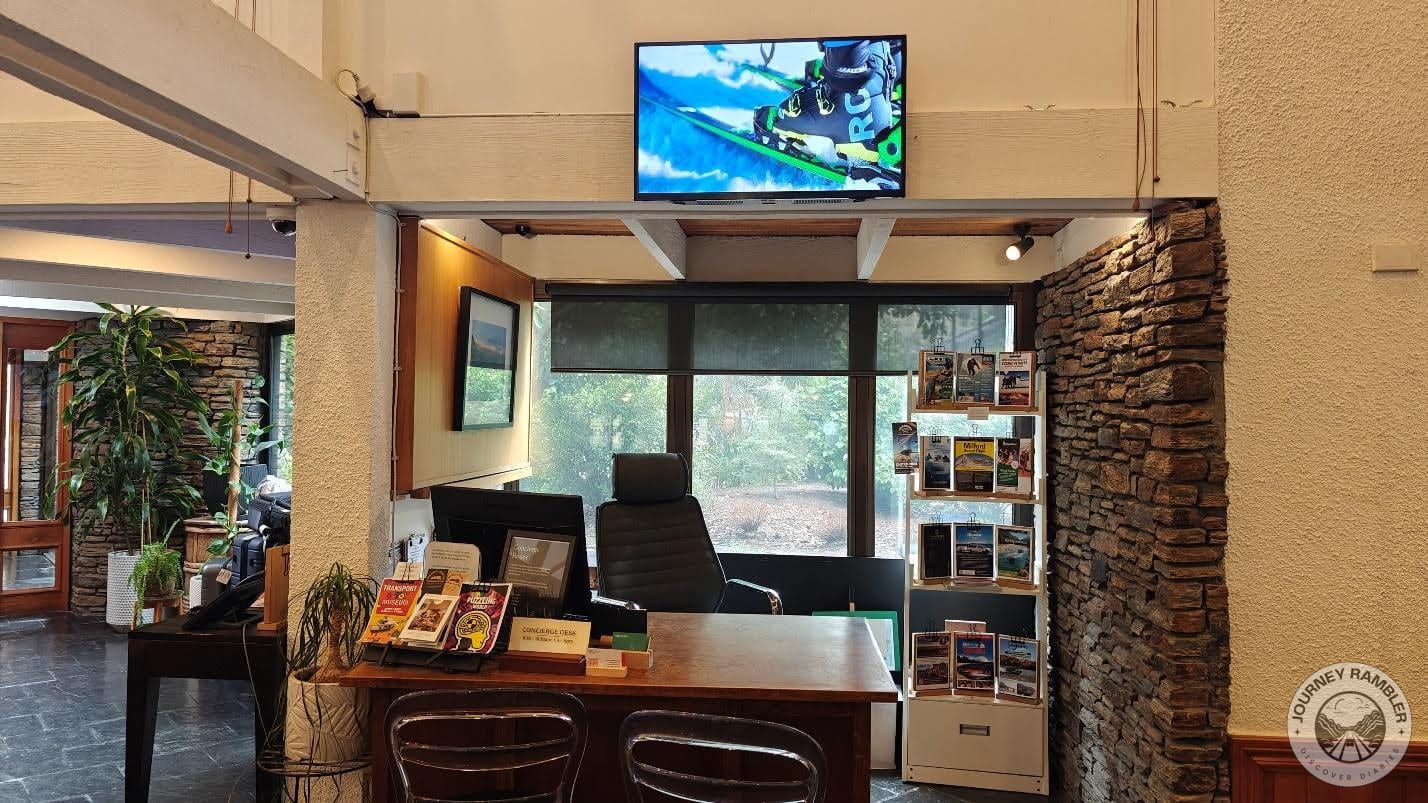 information desk with a lot of pamphlets about the surrounding areas