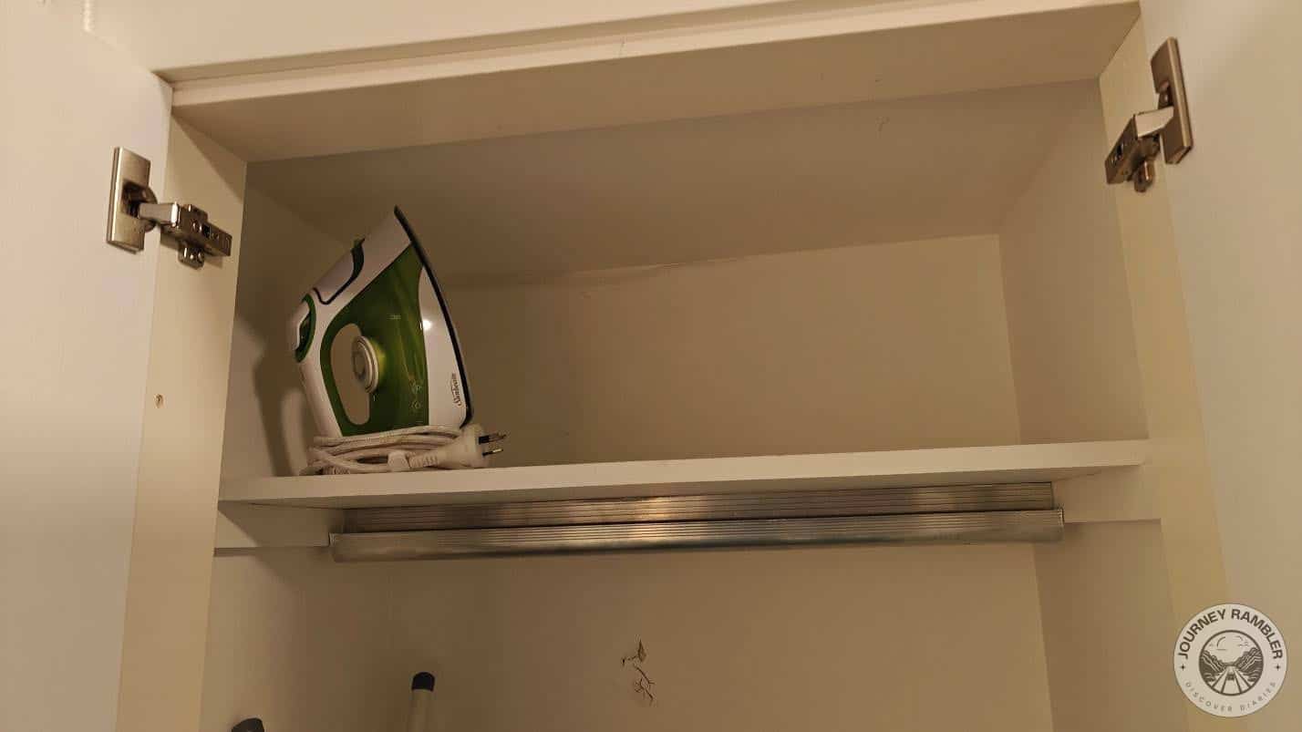 iron on the top shelf