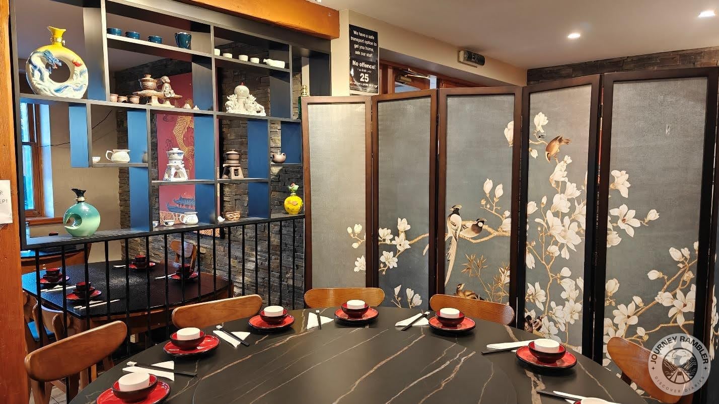 large round table right behind the screen