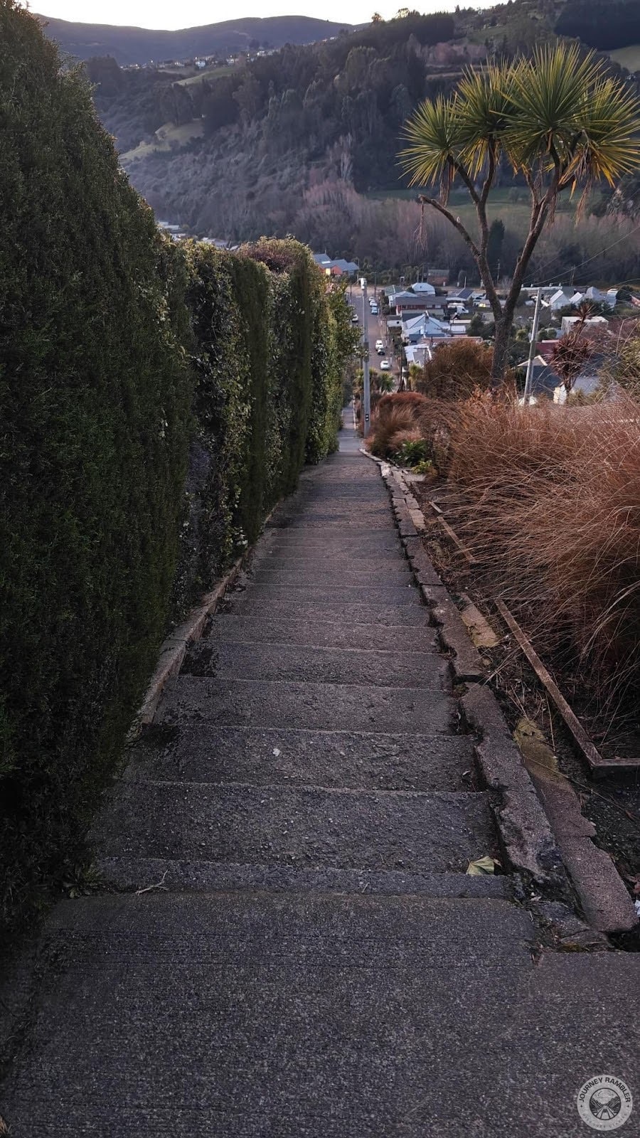 looked at the stairs leading down