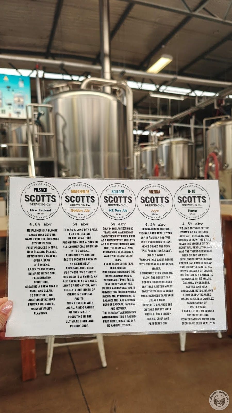 menu card with explanations and descriptions of the different kinds of beer