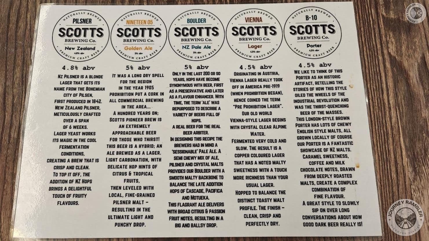 menus with the description of Scotts Brewery’s local brews page 2