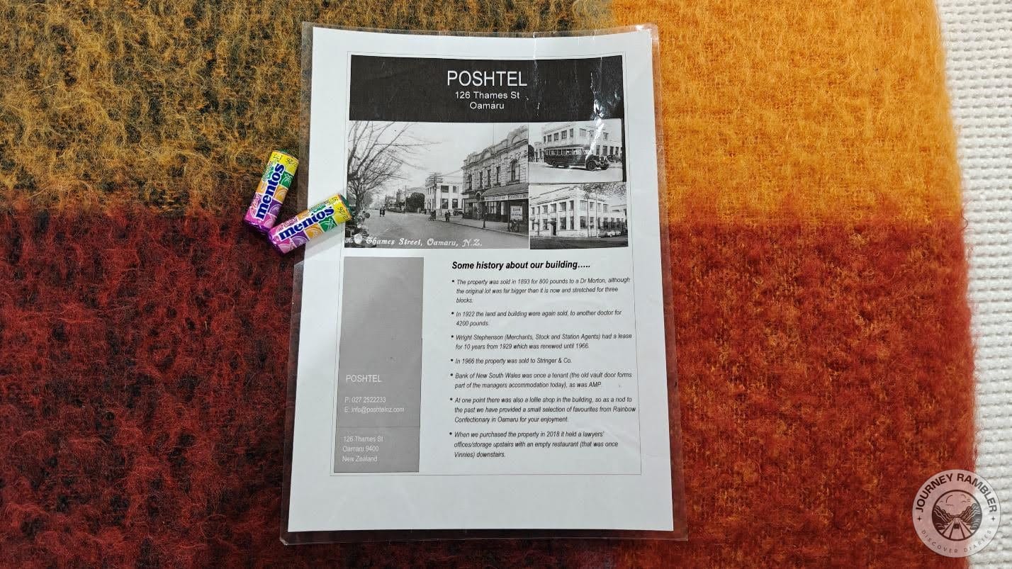 note about the history of the building along with some mints