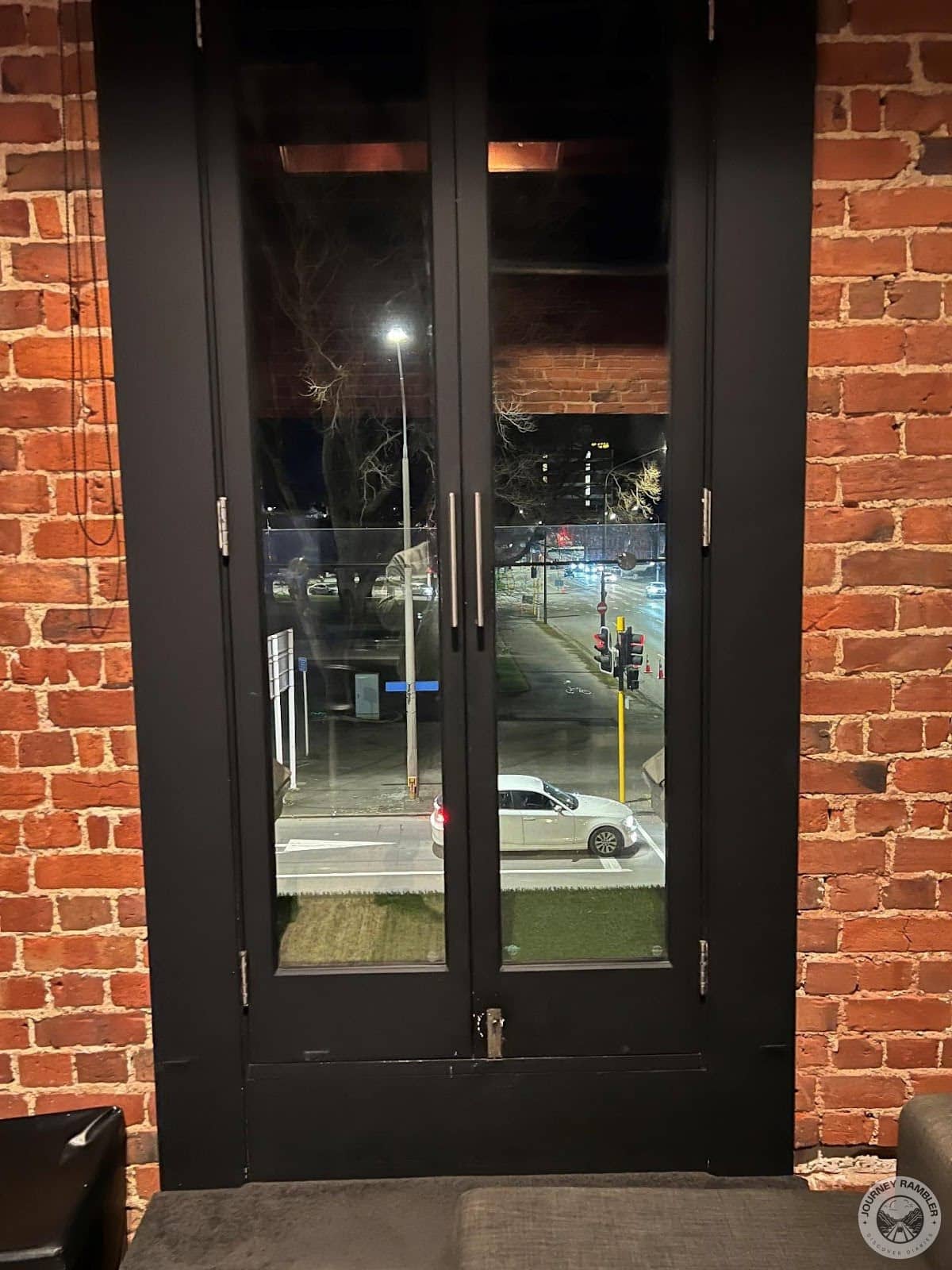 pair of glass doors led out to a balcony