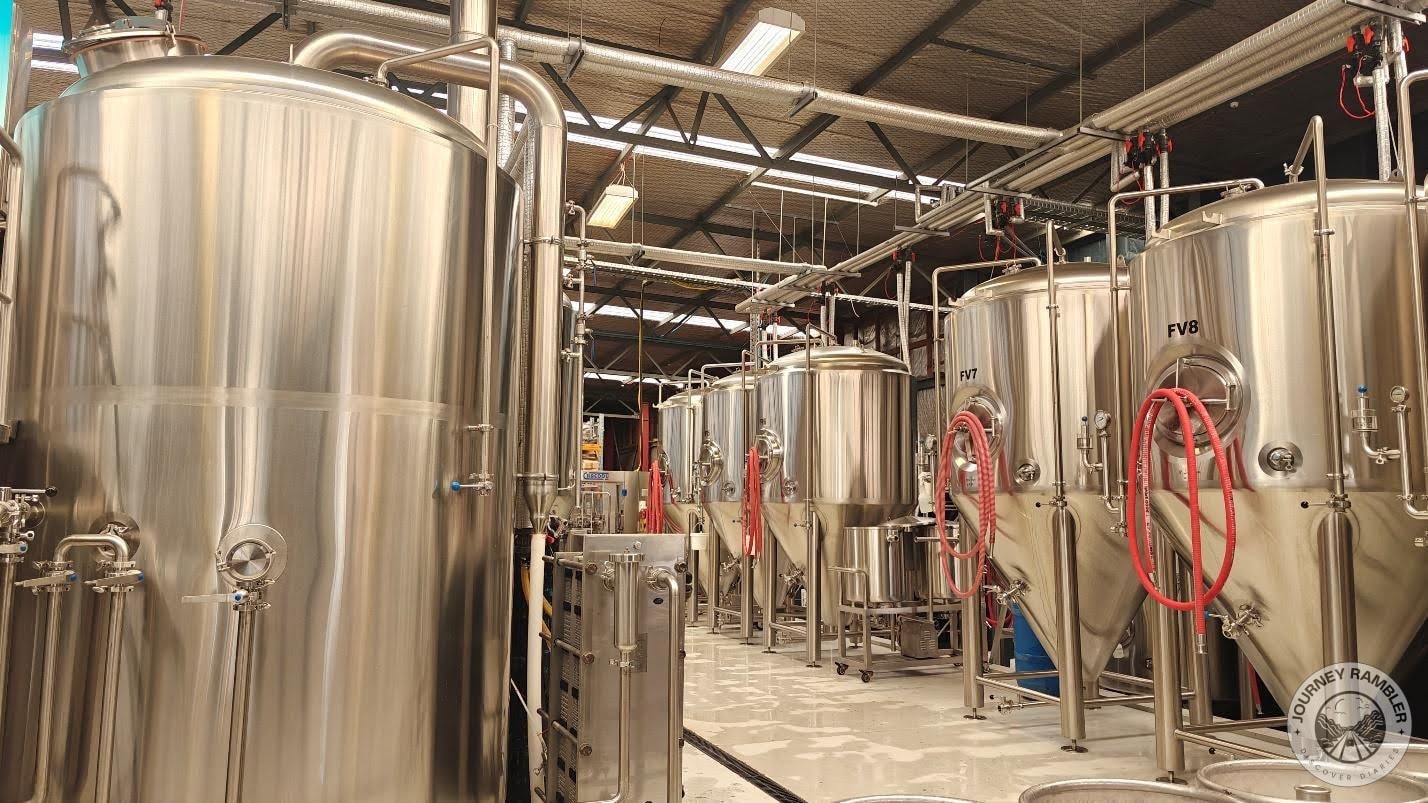 pipes and steel barrels to brew the beer