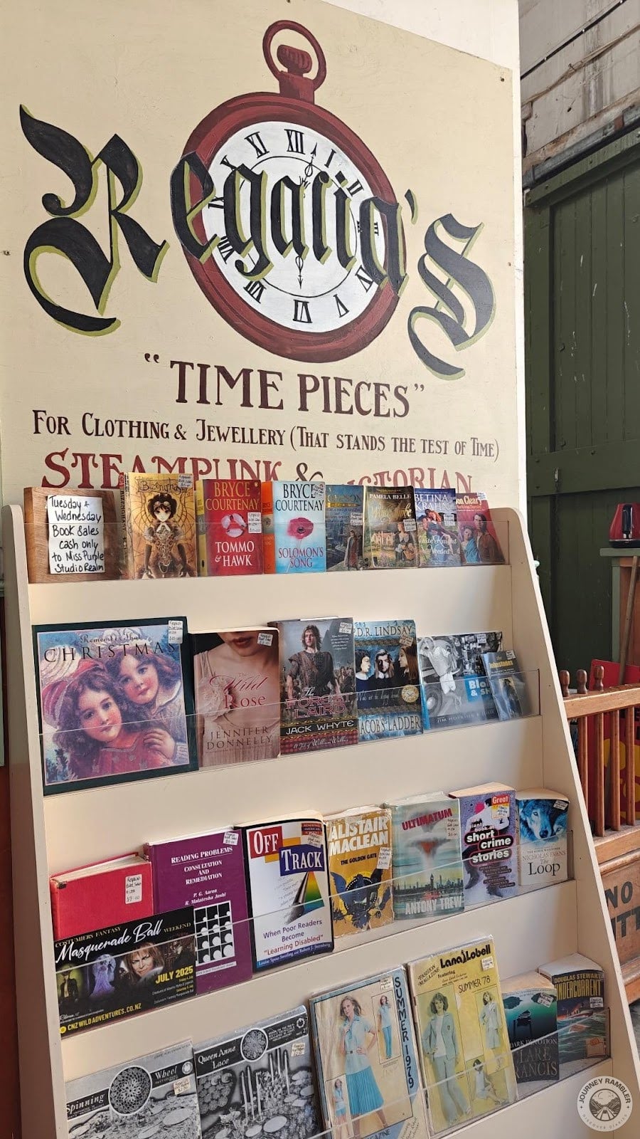 shelves filled with books and magazines
