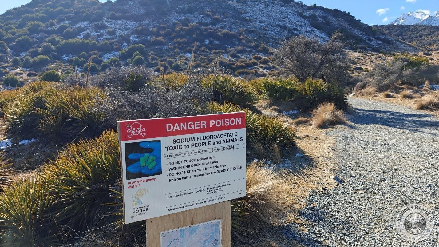 sign about Sodium Fluoroacetate bait pods