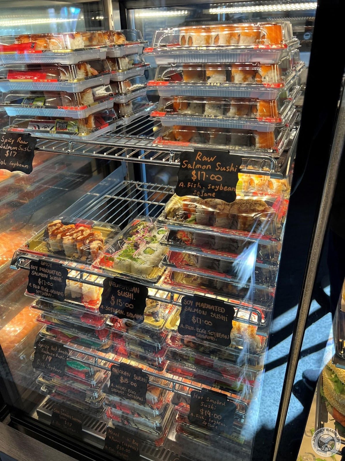 sushi was kept in plastic containers