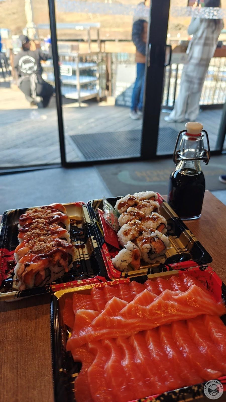 sushi with soy sauce