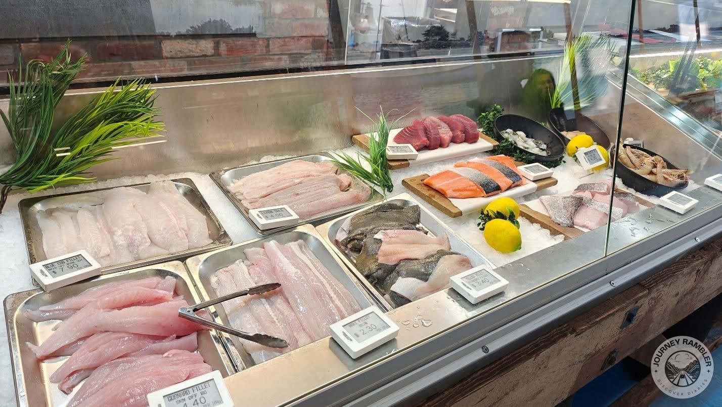 tuna, salmon, lemon sole, gurnard, blue cod, and many more