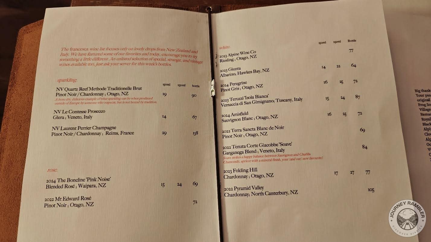 two whole pages full of wine