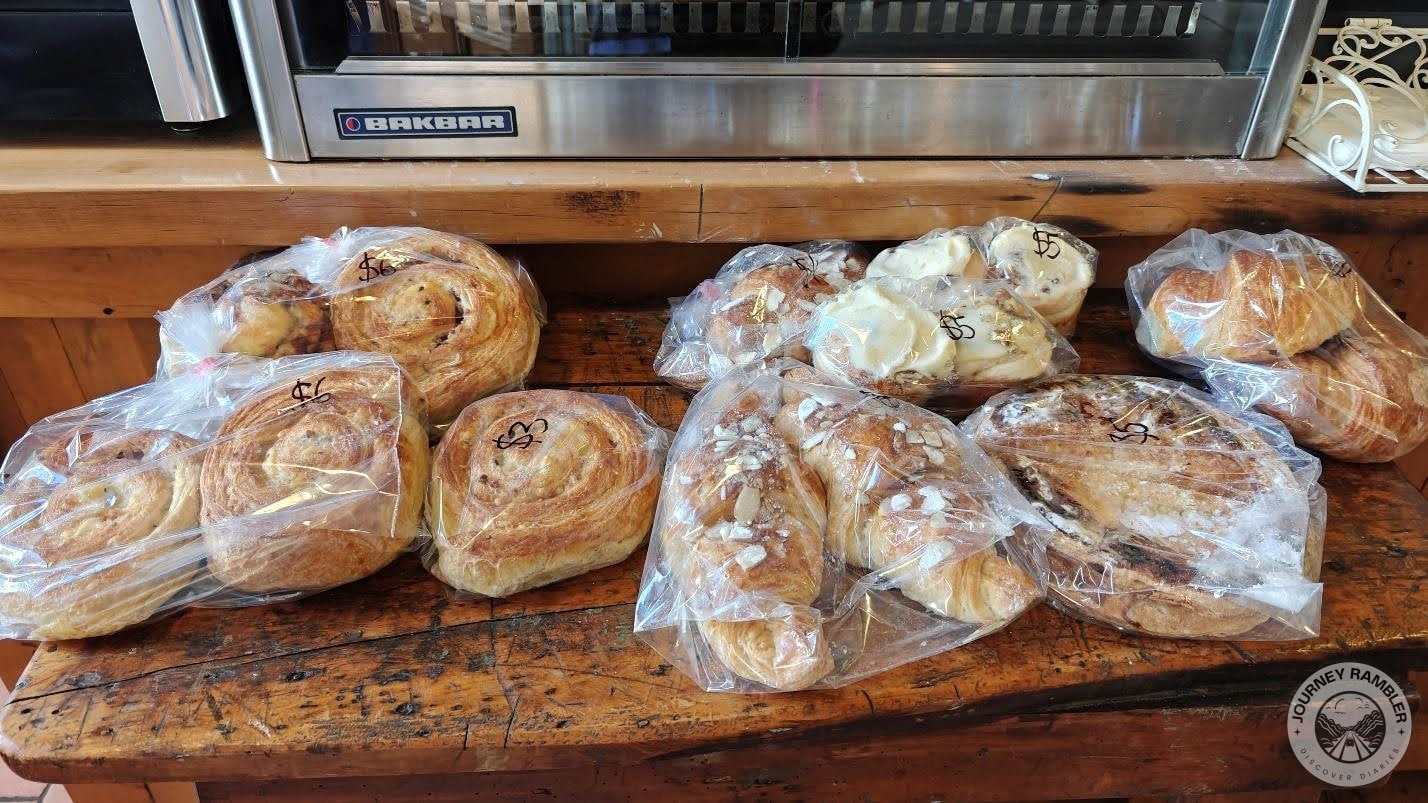 various kinds of breads on the counter