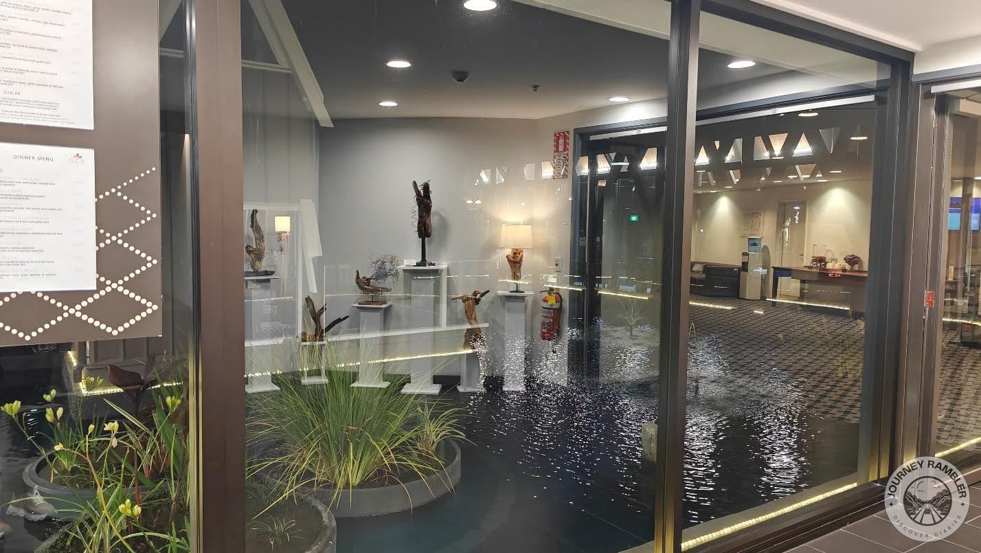 water feature outside the windows