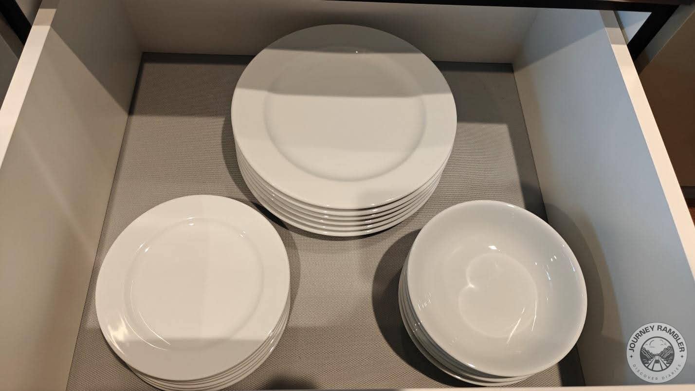 white plates and bowls