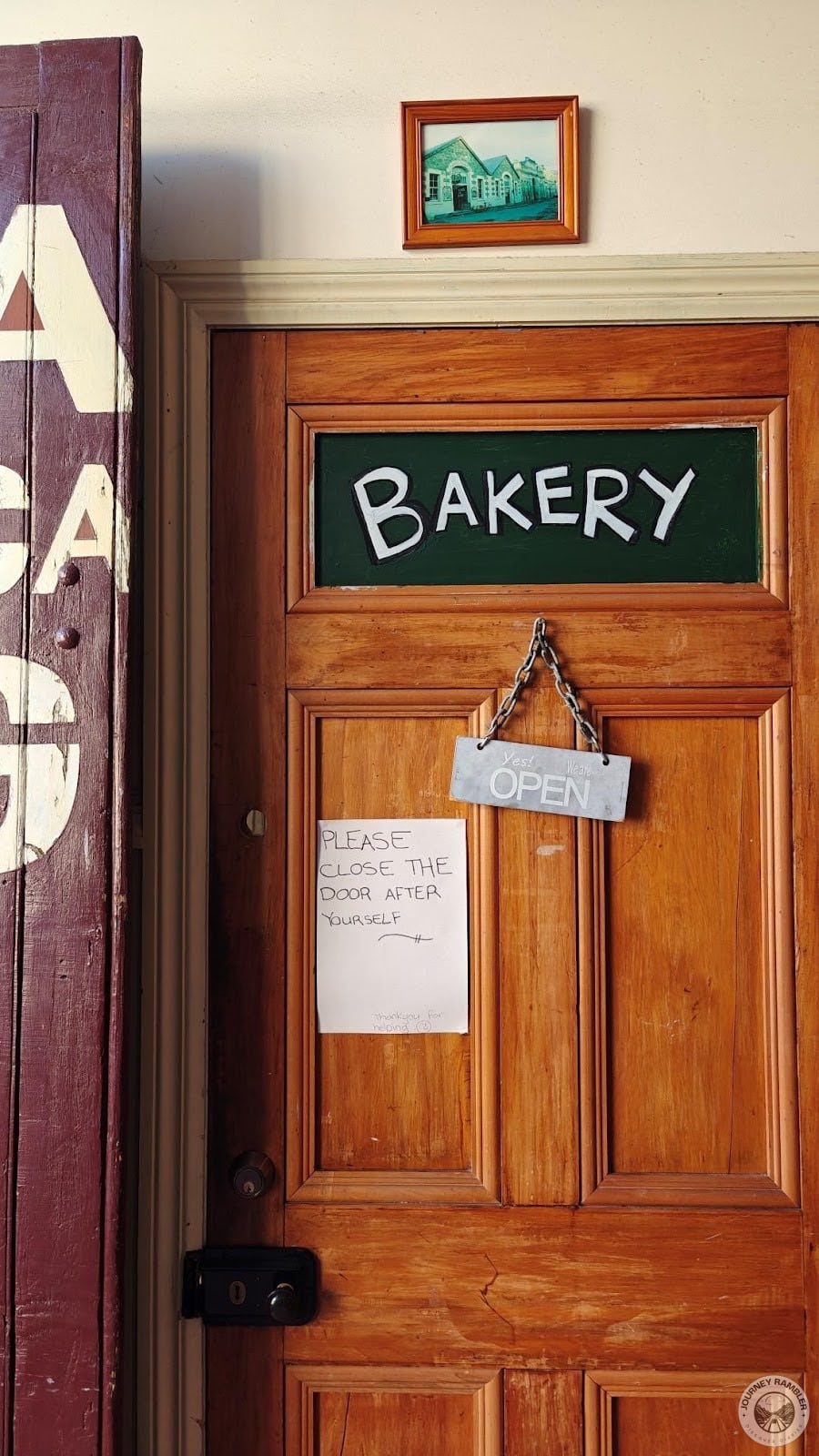 wooden door that led to the bakery