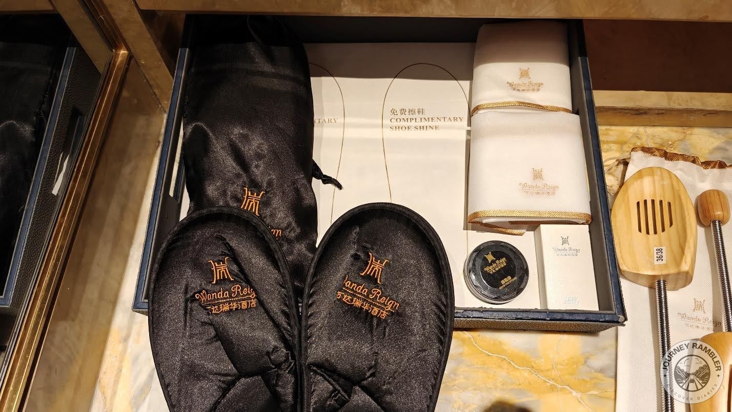 Bedroom slippers and shoe polish