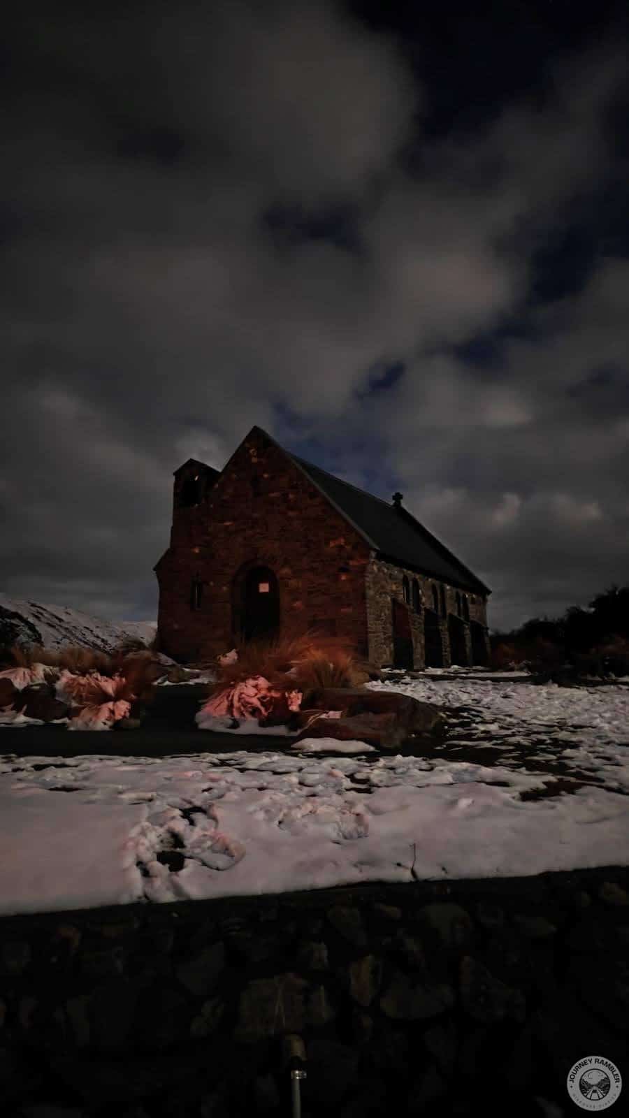 Church of the Good Shepherd looked striking in the darkness