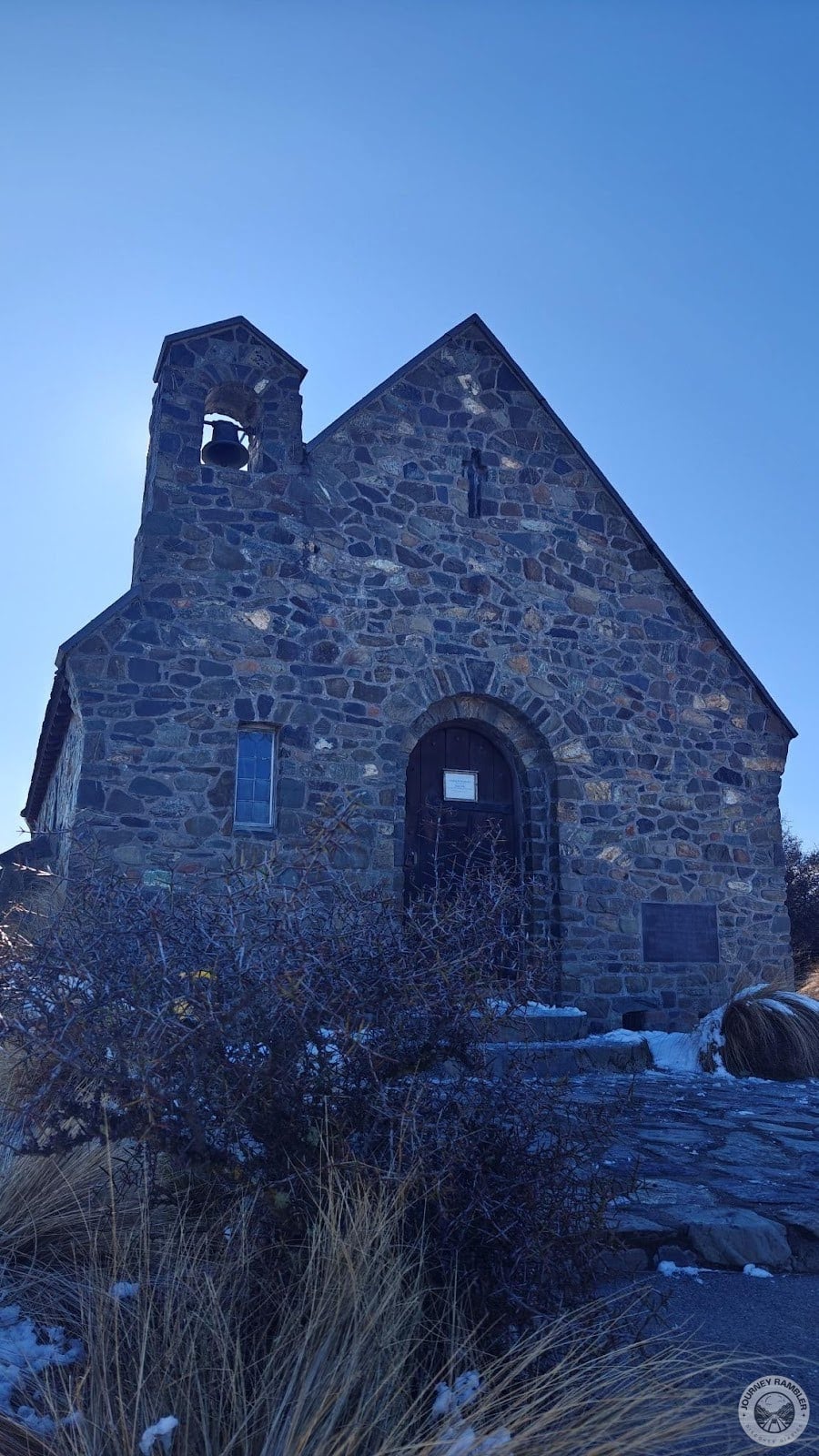 Church of the Good Shepherd was a small stone church with a bell tower in one corner