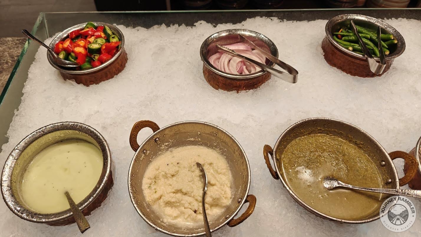 Condiments like chutneys, pickles, lemon and lime and chilies