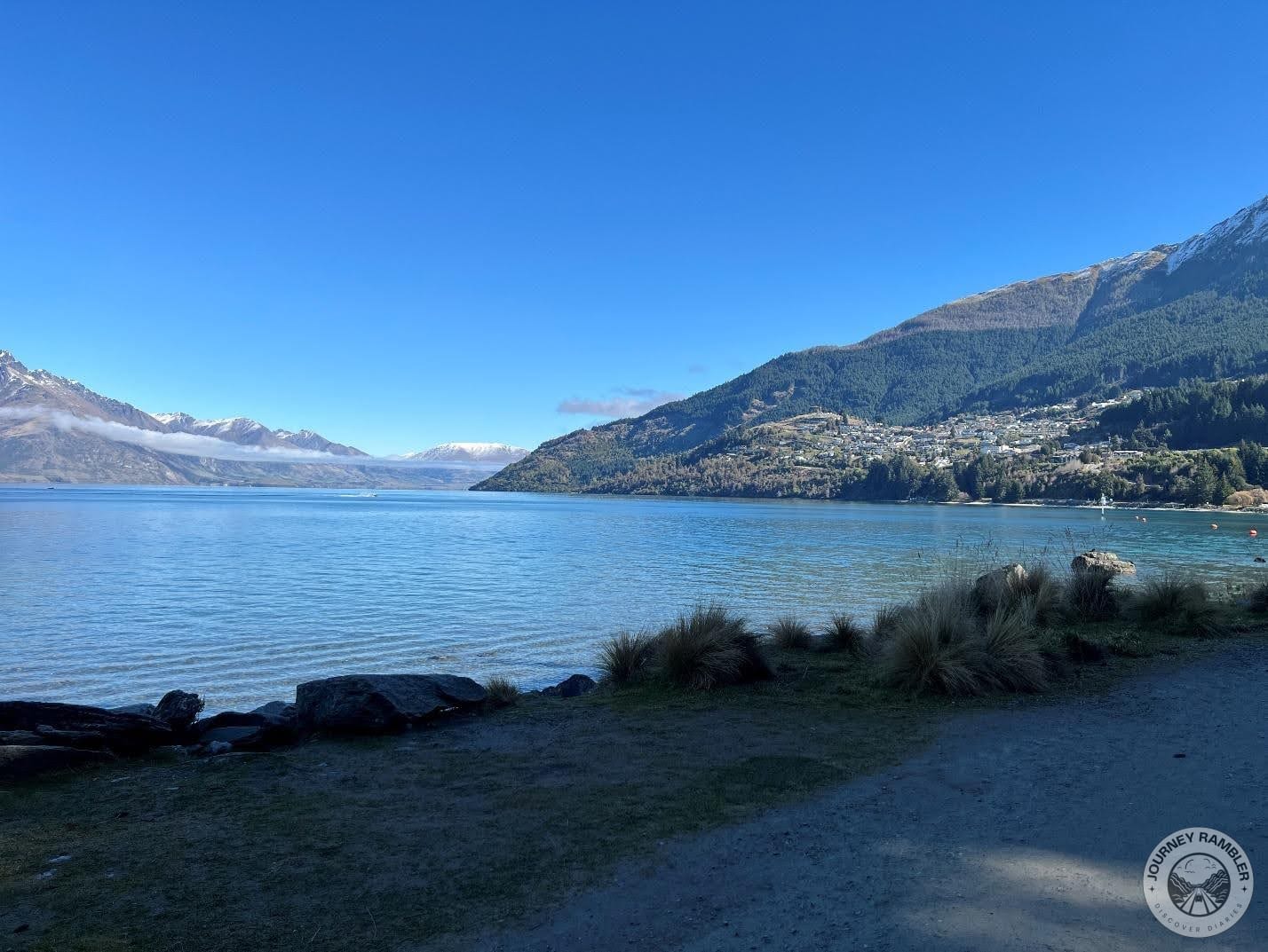 I could see the city on one side of the lake