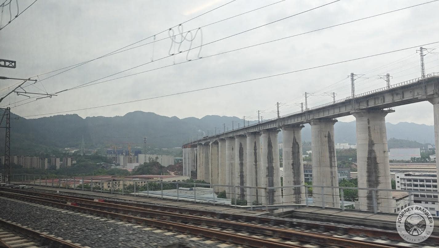 I looked through the window as the train started moving