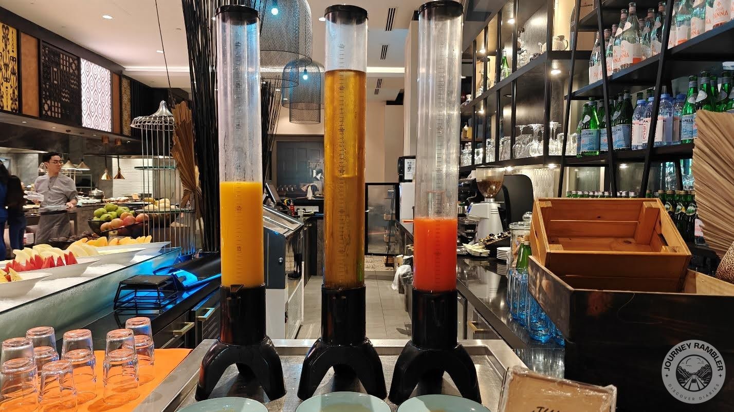 Juices like apple and orange juice as well as fruit punch could be poured from a tap