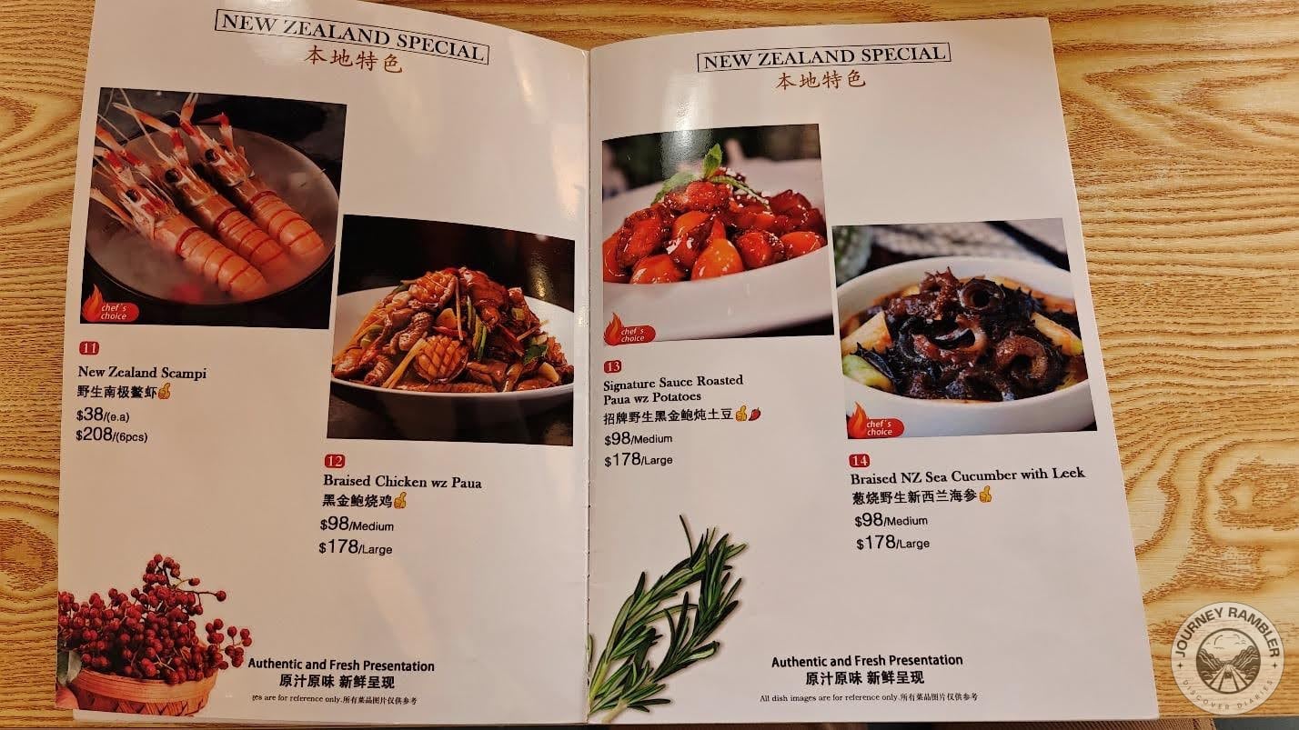 New Zealand specials like scampi, paua and sea cucumber