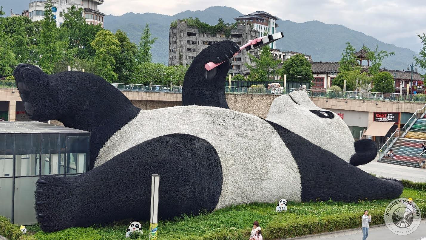 One leg was raised and was resting on top of a building