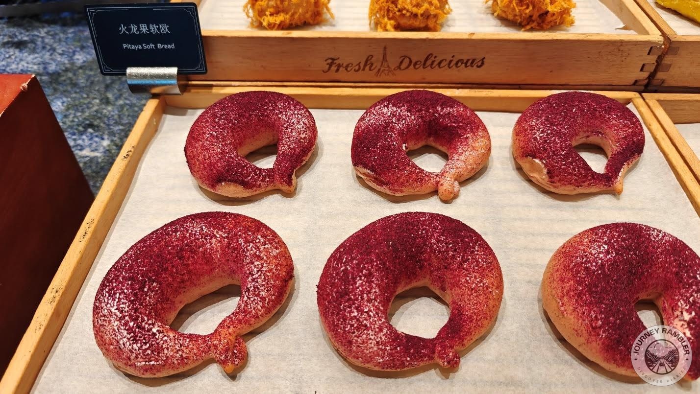 Pitaya soft bread was dusted with red color