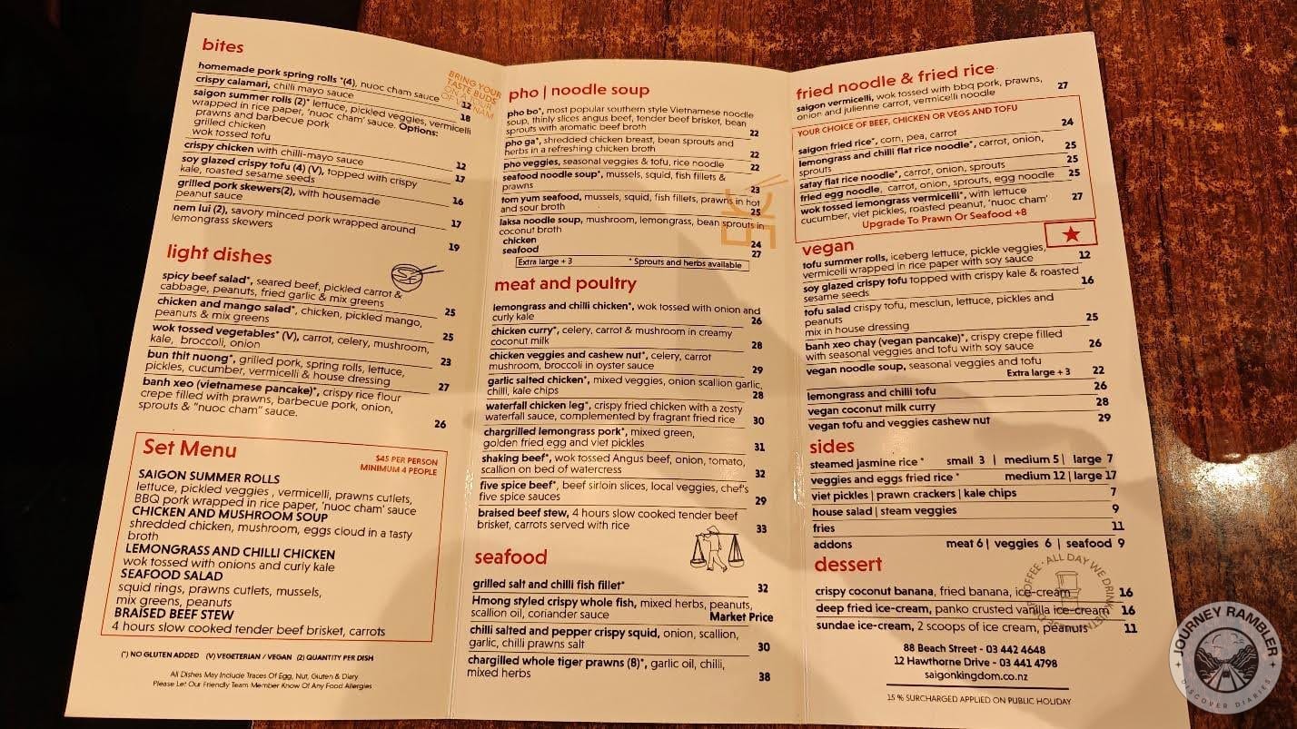 Saigon Kingdom Menu