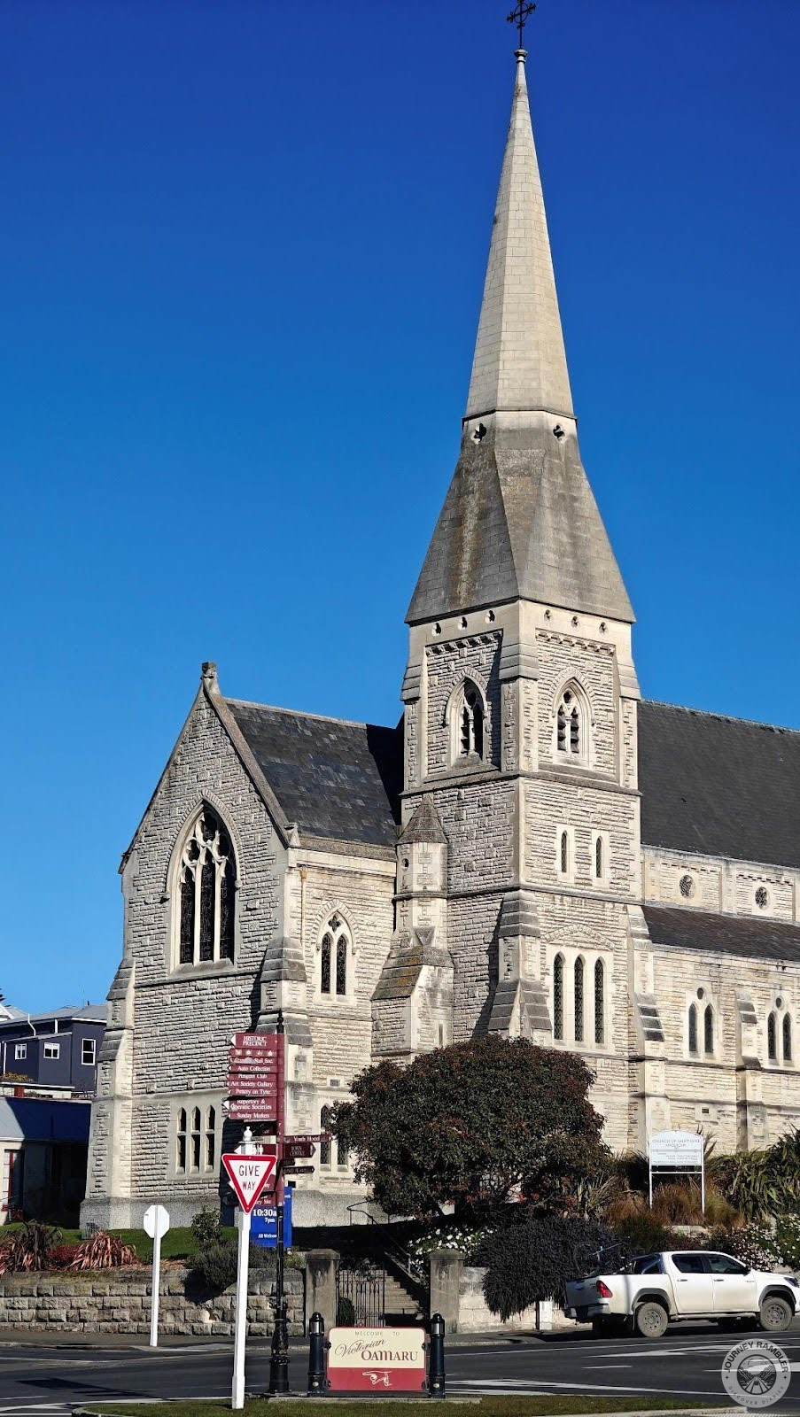 St. Luke’s Anglican Church with its beautiful spire in full view