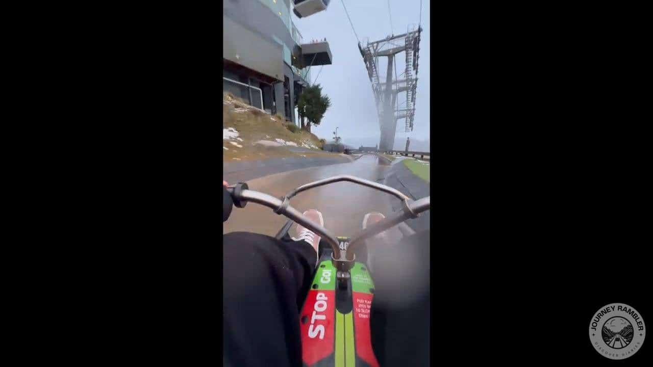 The road was wet and mist was spraying everywhere