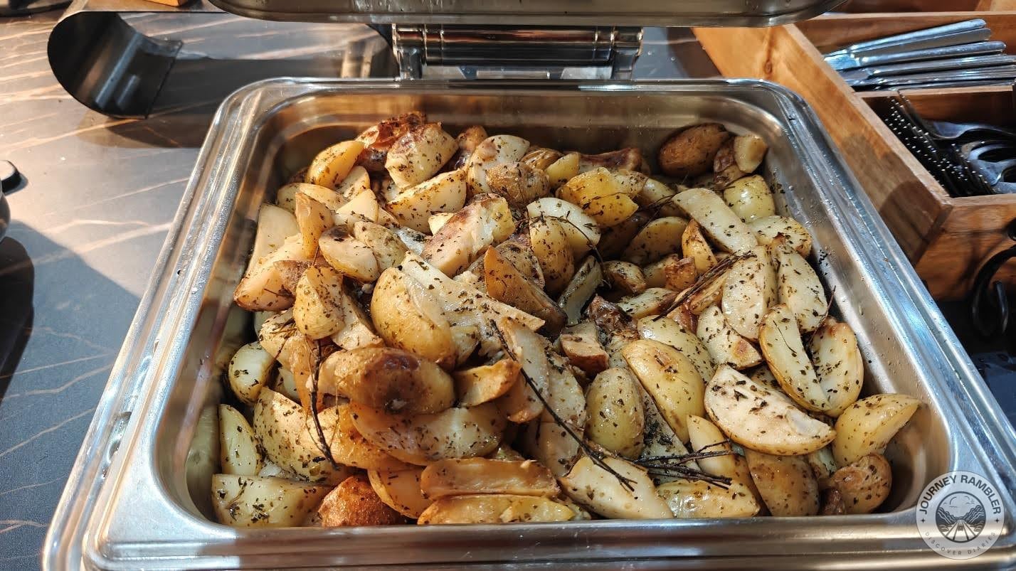 Thickly cut potato wedges