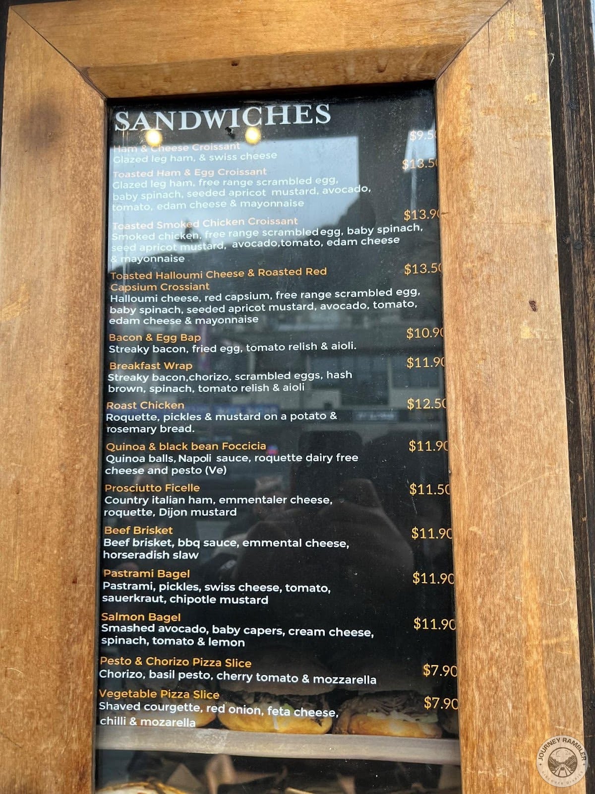 all the sandwich options on the menu