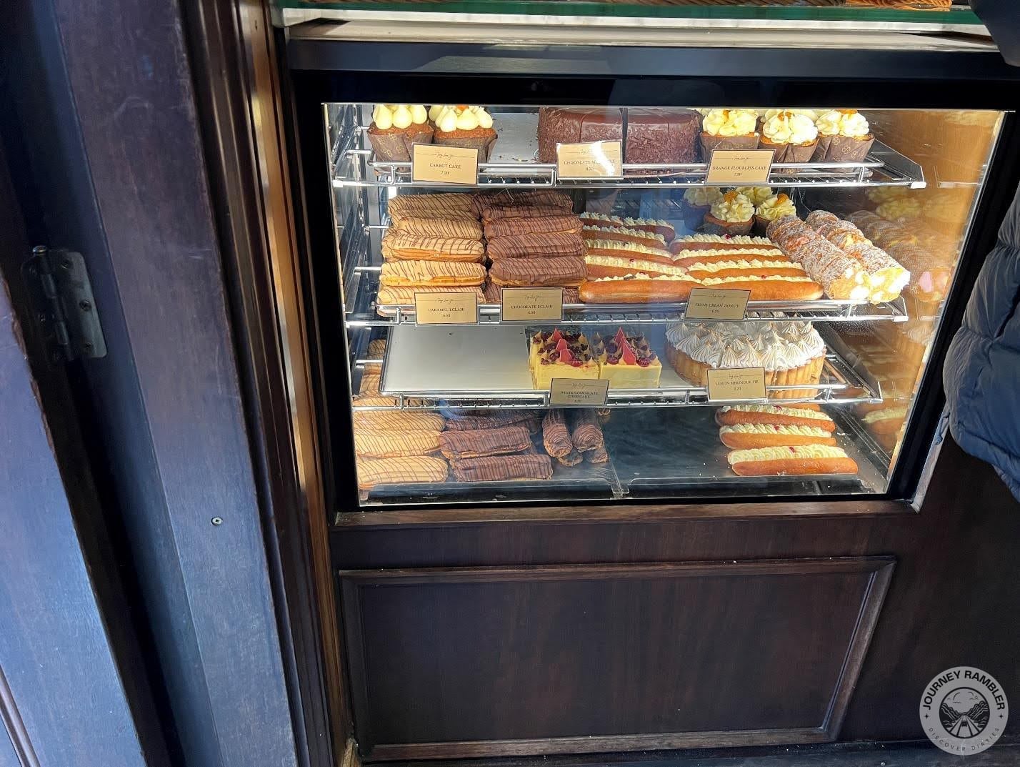 bakery case filled with sweet treats