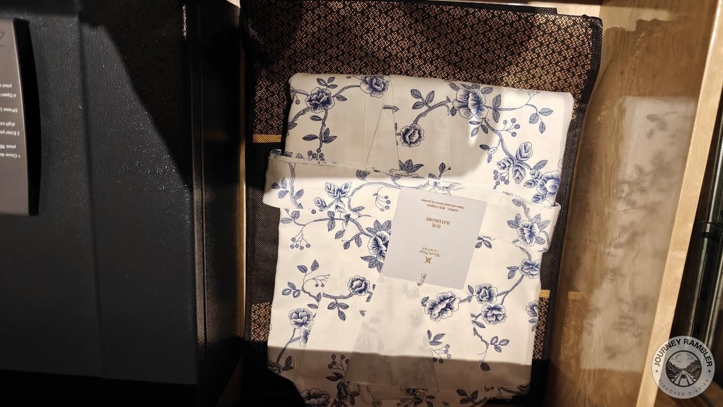 beautiful white and blue bathrobe with flower patterns