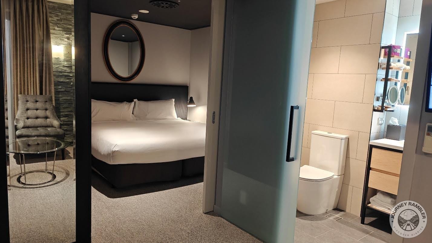 bedroom and bathroom