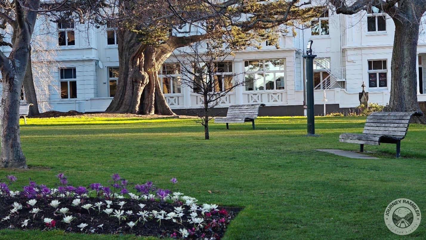 benches on the lawns