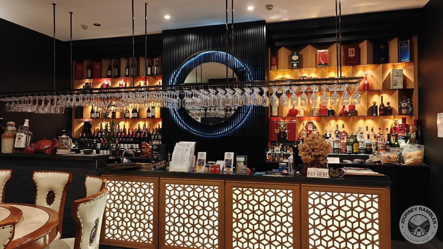 big, well-lit bar on one side