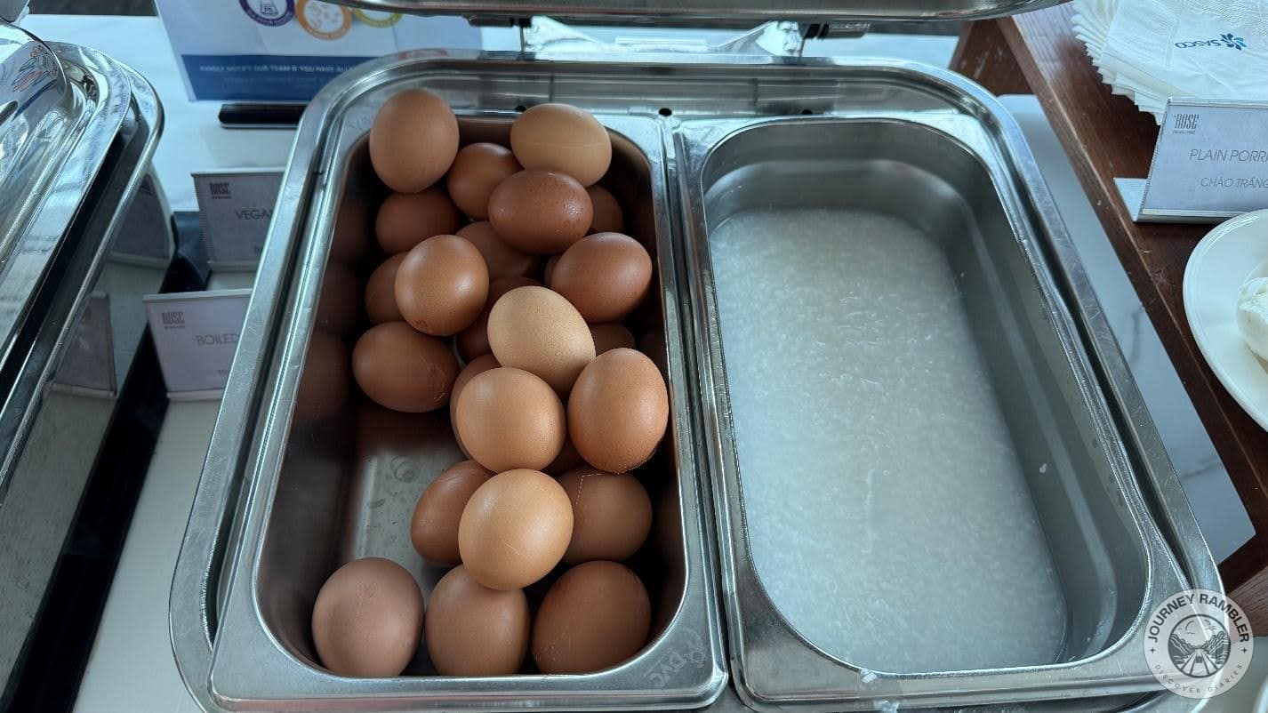 boiled eggs and a simple porridge
