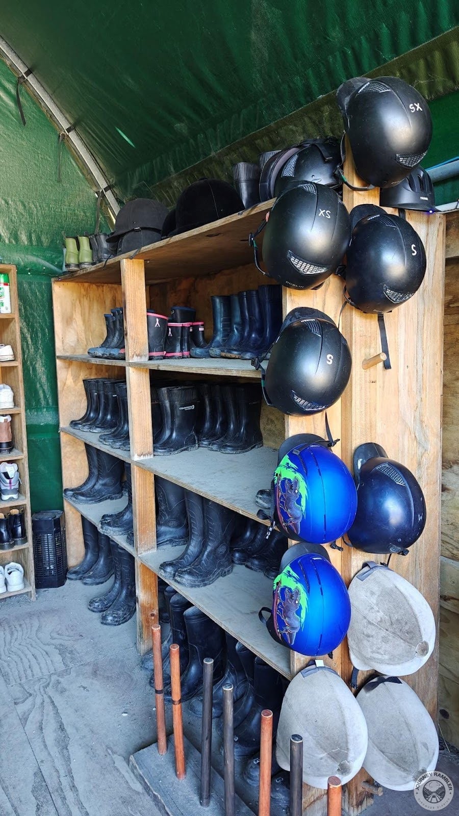 boots and helmets section