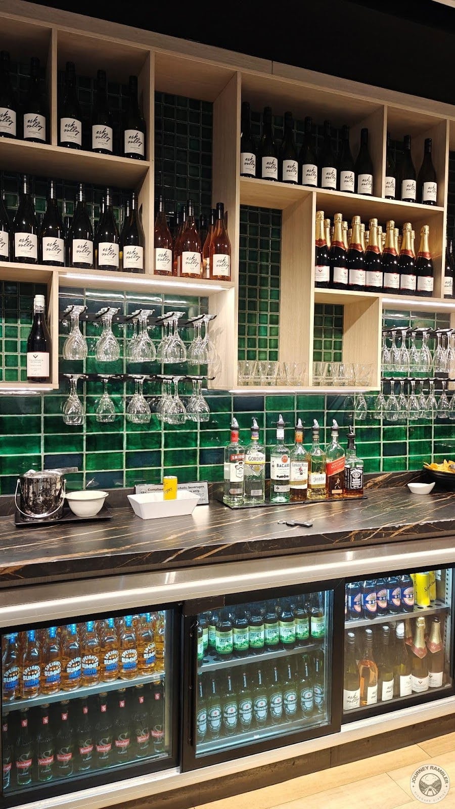 bottles of rum and wine, as well as beer and vodka