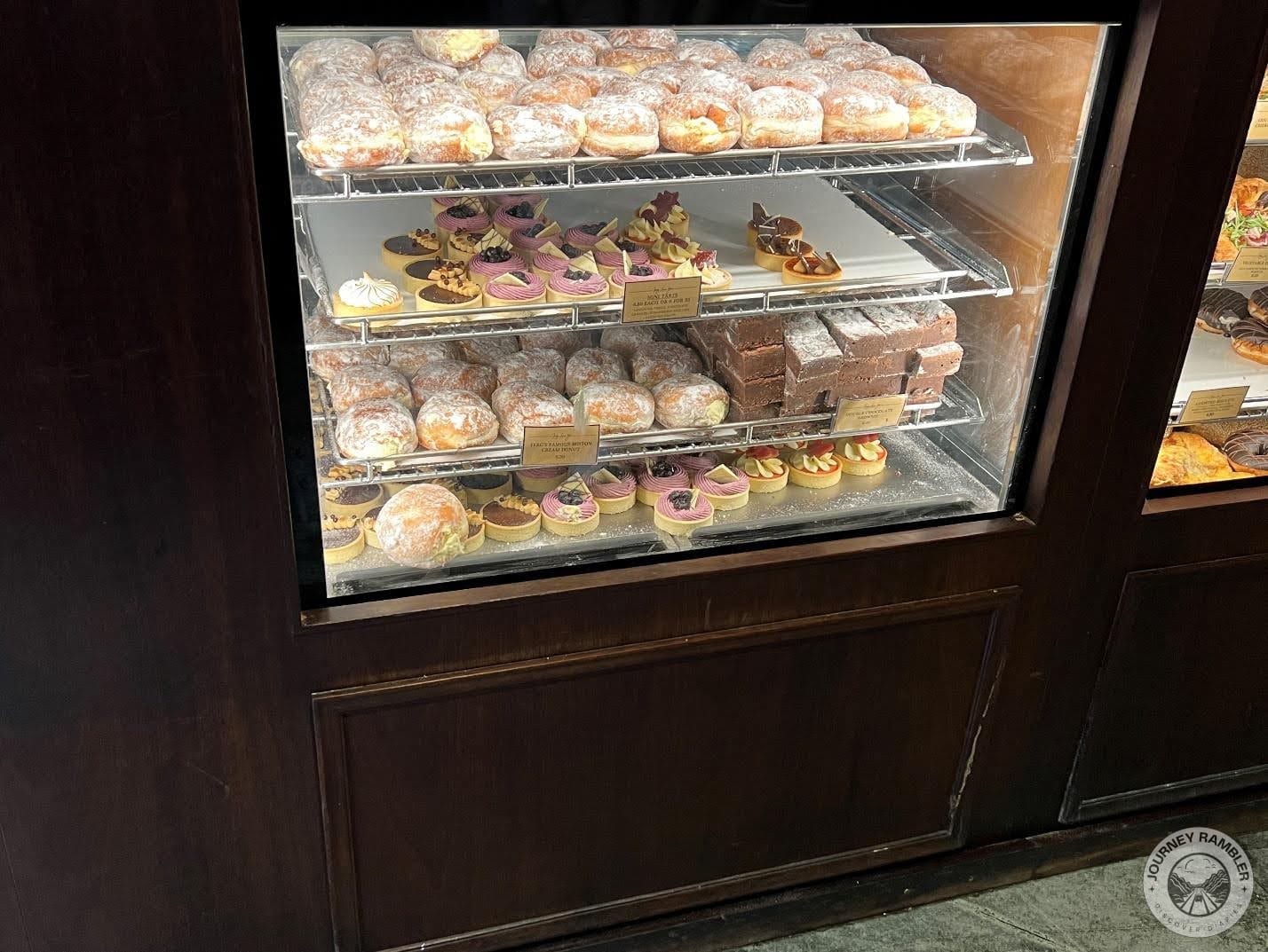 brownies, Boston cream donuts and mini tarts