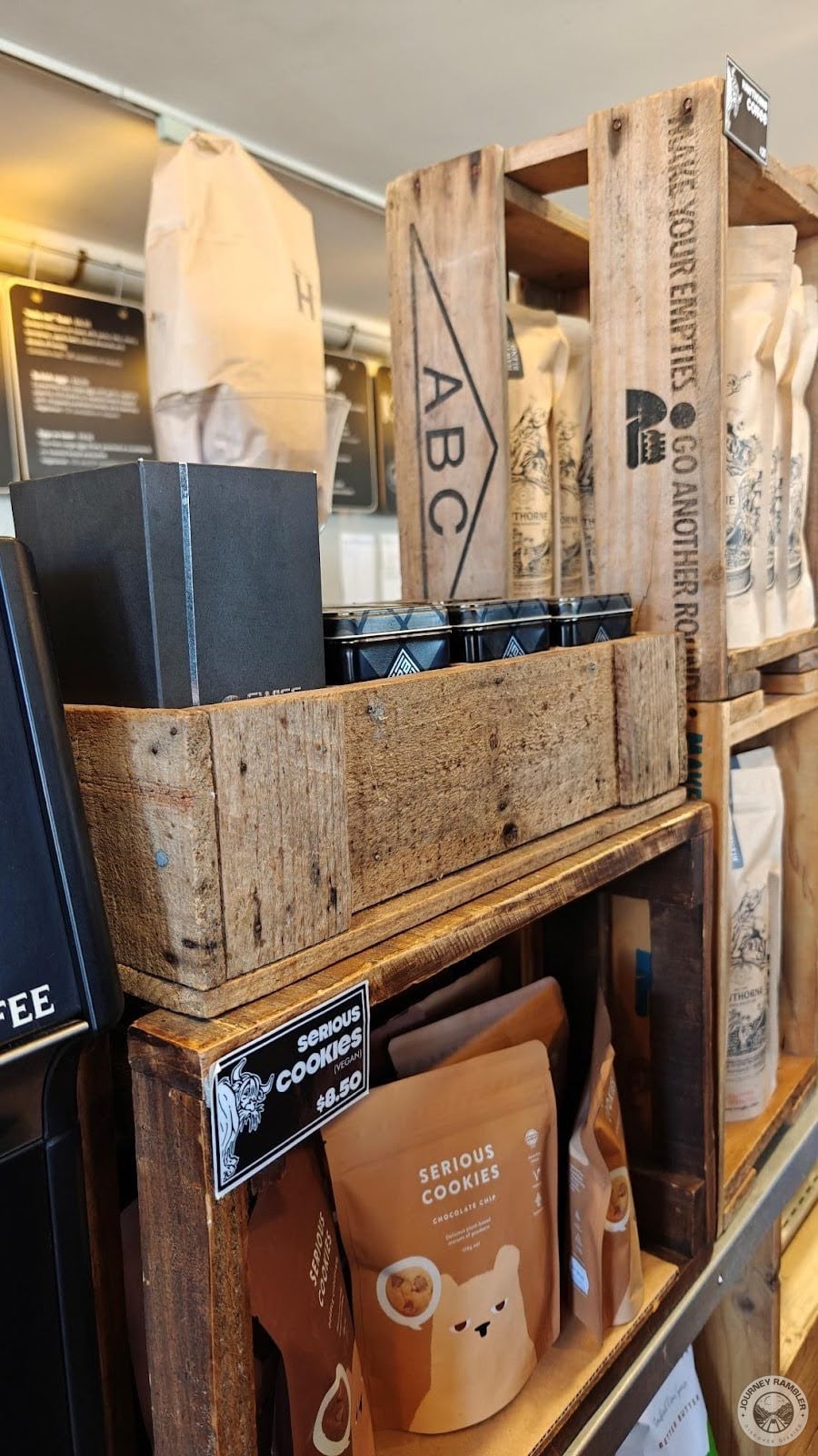 café was selling cookies in paper bags and the cookie bags