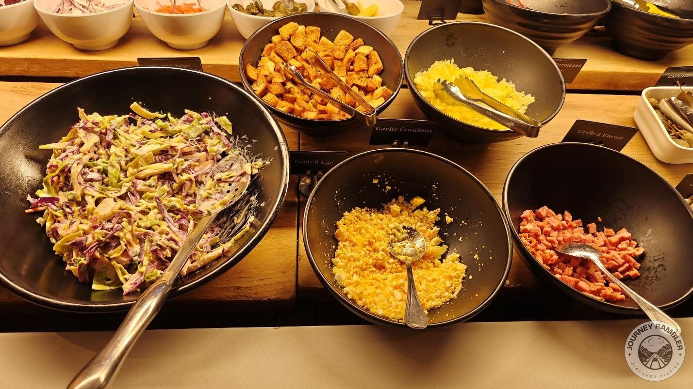 cheese, grilled bacon and croutons