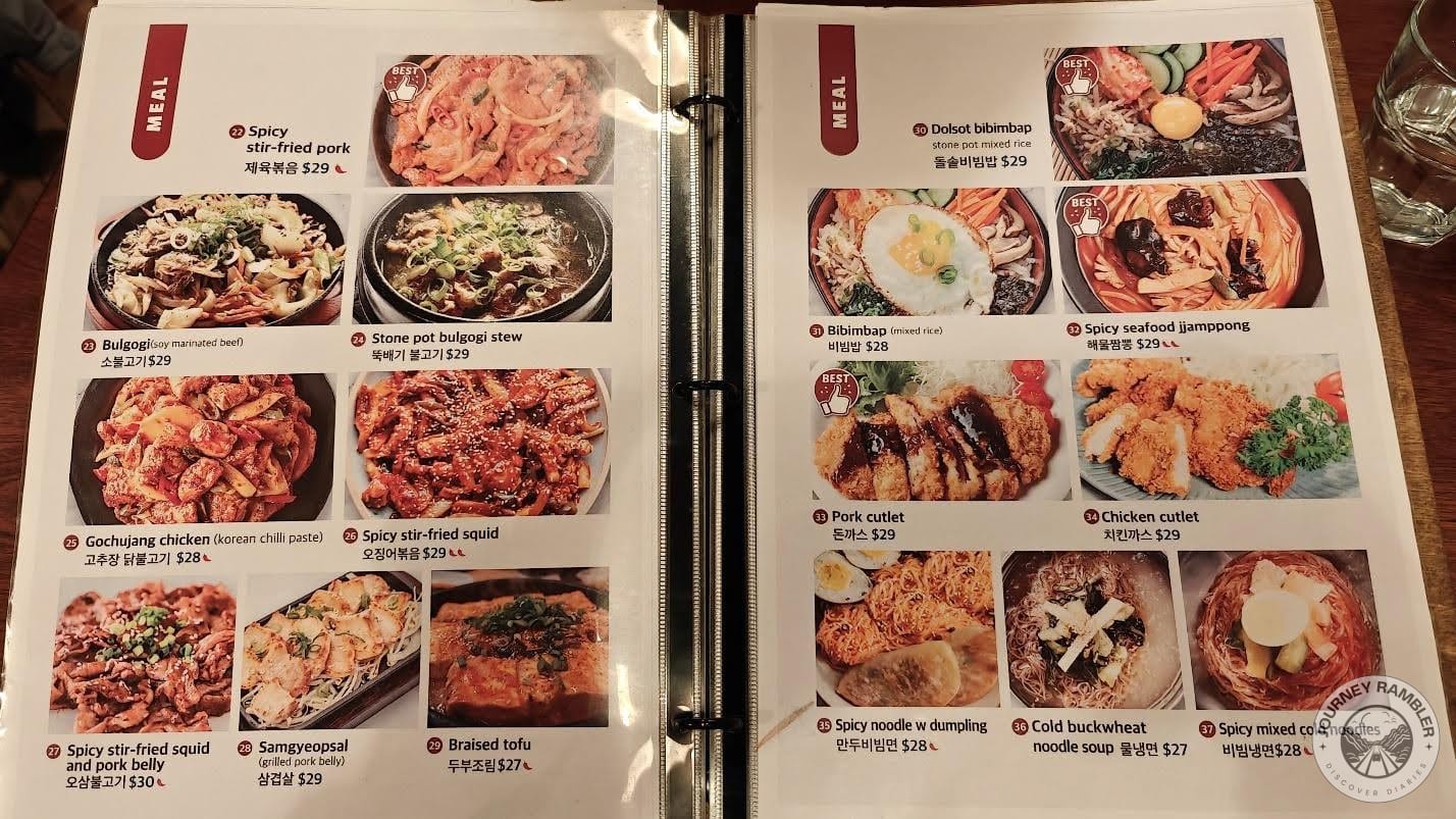 cold buckwheat noodle soup and bibimbap